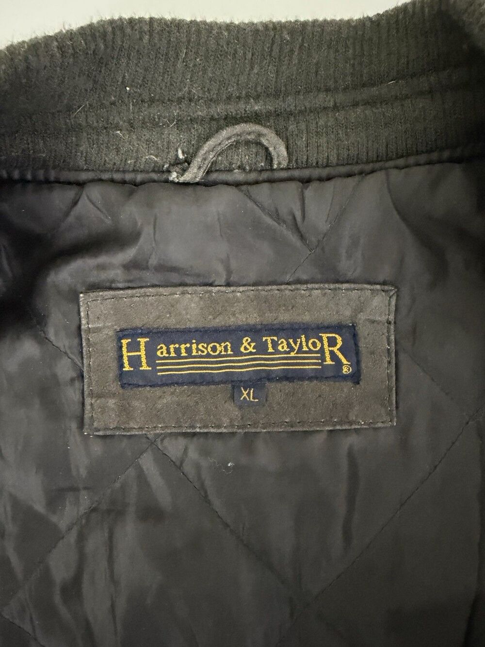 VTG Harrison & Taylor Suede Leather XL Brown Black Bomber Jacket 90s Nostalgia - Picture 3 of 11